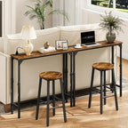 CHOEZON 29.5" Narrow Console Table with Adjustable Height (21.1"-29.9"), Behind Couch Table, Entryway Table with Power Outlet, Narrow Sofa Table, for Entryway, Rustic Brown and Black TXG10UBF