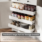 ELYKEN 72" Kitchen Pantry Storage Cabinet with Drawer, 3 Pull Out Shelves | 8 Door Shelves, Tall Pantry Cabinet Organizer, Farmhouse Kitchen Hutch, Pantry Storage Shelves, Dining Room, White