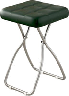 18 Inch Folding Stool, Portable Cushioned Padded Indoor Counter Bar Stools, Metal Frame, 330lbs Capacity for Makeup Room, Living Room(Green)