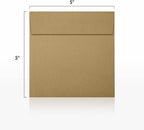 LUXPaper Square Invitation Envelopes | Peel & Press | 5" x 5" | Grocery Bag Brown | 70lb. Text | 50 Qty