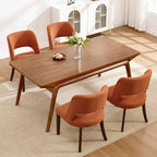 Dining Chairs Set of 4,Modern Dining Room Chairs with Thick Cushions,Upholstered Linen Fabric Kitchen Chairs for Kitchen Dining Room Orange