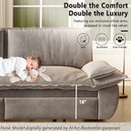 70.1" Sleeper Sofa Bed Queen Size, Pull Out Convertible Velvet Couch, Grey | 3-in-1 Sofa, Recliner & Bed, Removable Cover, Comfort Pillow Arm, for Narrow Doors, Living Room, Small Space, Apartment & RV