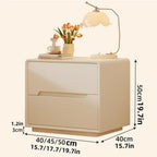 Modern Nightstand, Solid Wood Bedside Table, Simple Night Stand with 2 Drawers, Full-Floor Design Side Table for Bedroom, Living Room(Beige,15.7in)
