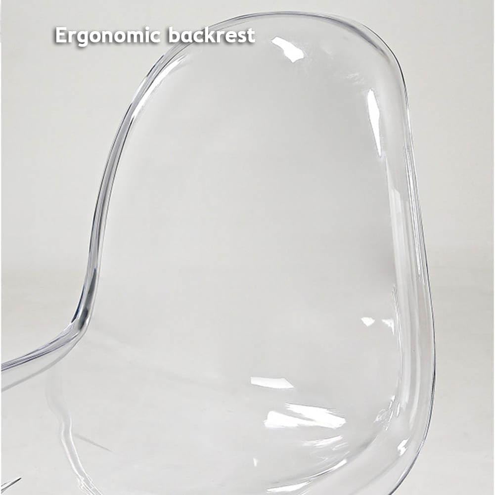 Etlegor Modern Clear Acrylic Dining Chair, S-Shaped Accent Side Chairs Stylish Makeup Stool with Sunflower-Shaped Cushion for Home Kitchen Dining Office(Red)