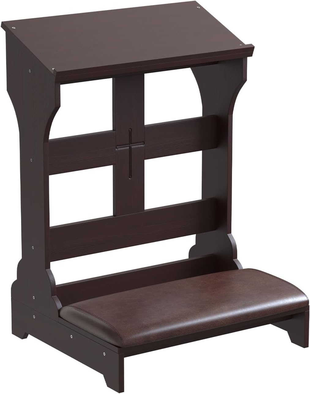 Prayer Kneeler, Wooden Prayer Bench Stool with Shelf and Cushion, Padded Kneeler Shelf for Kneeling at Home, Church Prayer Bench Stool Table