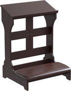 Prayer Kneeler, Wooden Prayer Bench Stool with Shelf and Cushion, Padded Kneeler Shelf for Kneeling at Home, Church Prayer Bench Stool Table