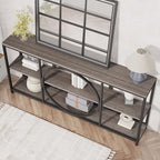 Tribesigns Extra Long Console Table, 70.9" Sofa Table with 3 Tier Shelves | Narrow Sofa Tables with 3 Tier Wood Storage Shelves, Industrial Metal Frame for Entryway Hallway Living Room Behind Couch