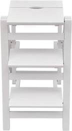 Folding Step Stool for Adults, 3 Tier Step Ladder Portable Counter Chair Wooden Trapezoidal Shelf with Convenient Handle for Home Office Garage Library