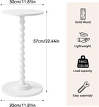Aibiju Side Table, Wood Round Drink Table, Small End Table, Weighted Base Pedestal Table for Living Room, Bedroom, Modern White YD-RST001W
