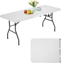 PayLessHere Folding Tables 6ft Plastic Half Portable Foldable Table for Parties Wedding BBQ Camping, White 6 FT