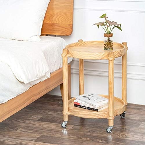 Telephone Table, Solid Wood Storage Rack,2-Tier Pallet Side Table,Outdoor & Indoor Drink Snack Coffee Table Telephone Table,2 Colors(Wood Color-16.53 * 16.53 * 21.65in