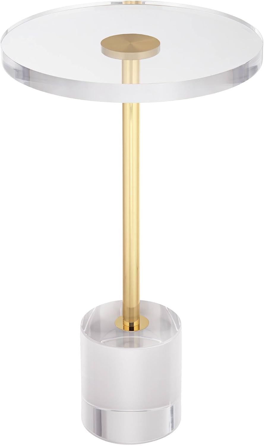 Studio 55D Callie 14" Wide Gold and Clear Acrylic Round Side Table