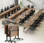 2 Pack Folding Conference Room Tables with Wheel -Modern Large Modular Conference Table,Stackable Flip Top Training Meeting Table,Space Saving,for Seminar,Office,Classroom(Walunt B,71IN,2pack)
