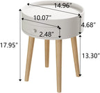 18" H Modern Nightstand with Storage Drawer & Oak Legs Bedside Table, Sofa Side Coffee Table for Bedroom, Living Room (White + MDF)