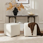 KINWELL 18.5" Wide Modern Square Boucle Ottoman Set of 2 | Cube Ottoman with Solid Wood Legs , Multi-Functional Sofa Footrest, Extra Seating for Living Room, Bedroom, Fully Assembled