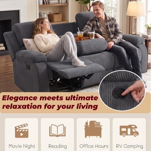 Leather Recliner Sofa Set for Living Room Furniture Sets,Dark Gray Reclining Couch Set for Living Room/Office/Theater Seating(3 Pieces Set)