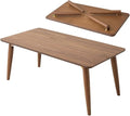 EMOOR Wood Folding Coffee Table Rectangle Large (20.5"x41.3") Walnut, Floor Sitting Low Table Small Space Minimalist Japanese Tatami Room