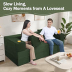 COMAX Queen Couch, 79" Futon Sofa Bed Couches for Living Room | Convertible Sleeper Sofa Corduroy Couch Bed Foam in a Box, Foldable Cloud Couch Floor, Green