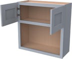 Solid Wood Shaker Wall Cabinet for Microwave – Space-Saving RTA with Open Shelves, Perfect Kitchen Pantry Storage & Durable Wall-Mounted Organizer (SK-Grey, 30" W x 24" D x 36" H)
