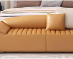 Modern Bed End Stool for Bedroom Living Room Bedside Long Bench Cloakroom Sofa Minimalist Couch Entryway(Orange,Small)