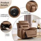 ANJ 3-Piece Power Recliner Sofa Set with Charging Ports, Include Single Recliner Chair, 2-Seater Loveseat with Hidden Storage & Cup Holders and 3-Seater Reclining Couch for Living Room, Brown