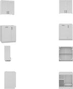 Timechee White Modern Kitchen Pantry Storage Cabinet with Wall Cupboard Set, Wall Pantry Cupboard with Tilt Out Trash Can Cabinet, Storage Shelves, Kitchen Buffet Sideboard Set for Dining Room