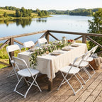2 Pack Plastic Folding Chairs, Lightweight Stackable Portable Commercial Seat with Steel Frame for Patio, Garden, Picnic, Party, Kitchen, Indoor Outdoor Events