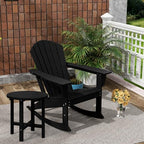 Costaelm Outdoor Adirondack Chair, All Weather Resistant Lawn Chairs Balcony Chair and Fire Pit Chairs, Deck Chairs Outdoor Porch Rocking Chair High Back HDPE Poly Lumber, Black