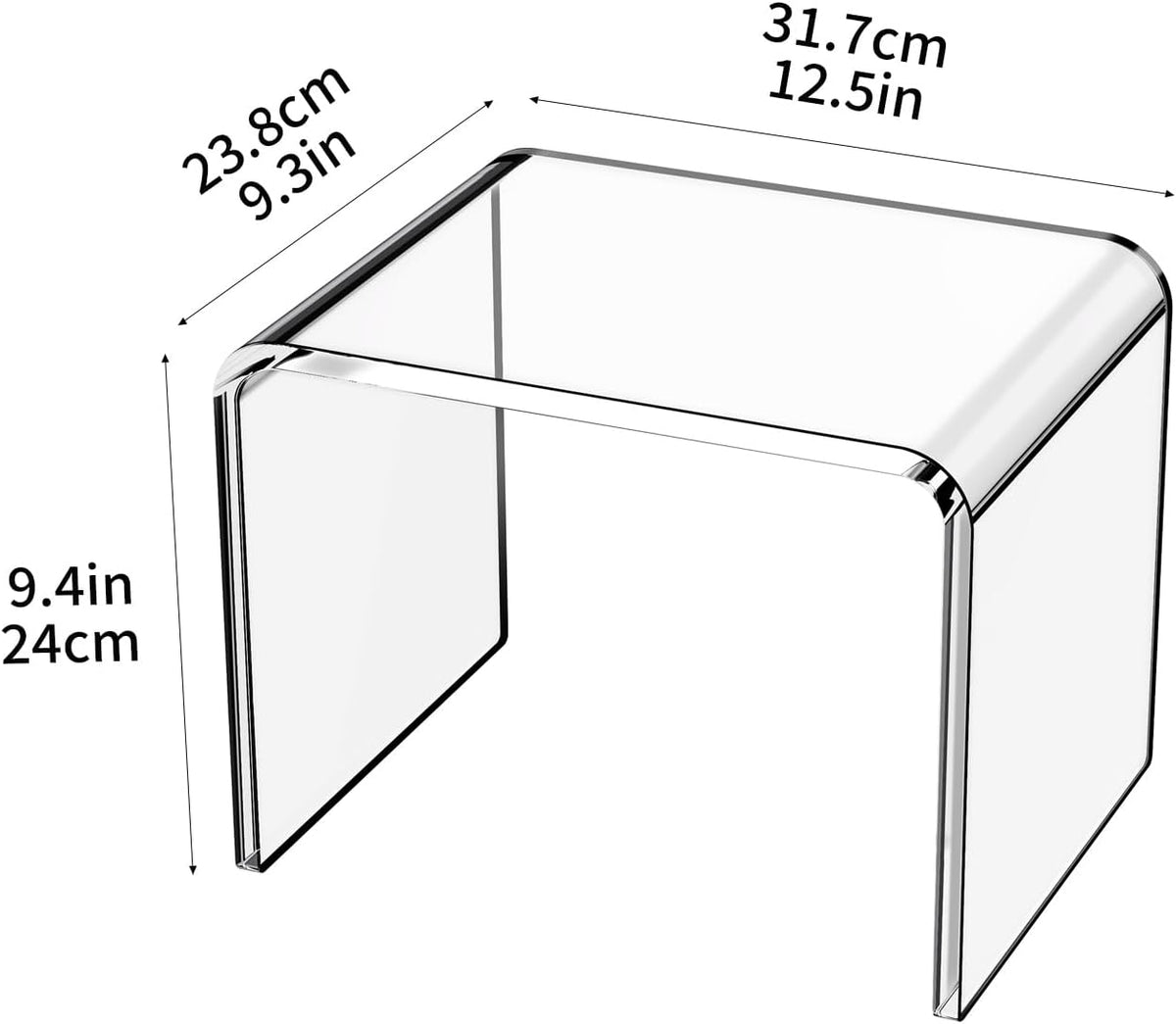 Acrylic Step Stool Small Stool, Clear Acrylic Foot Stool for Bathroom Bedroom Kitchen Holds Up to 250lbs Clear (with Non-Slip, 12.6'' x 9'' × 9.8'')