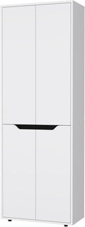 FM FURNITURE Keyser Multistorage Kitchen Pantry with 5 Shelves and 4 Doors, White/Black