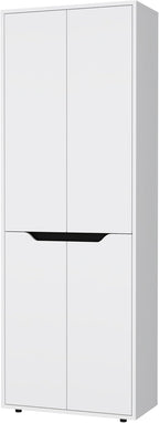 FM FURNITURE Keyser Multistorage Kitchen Pantry with 5 Shelves and 4 Doors, White/Black