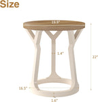 Kinfant Accent Side Table - Vintage Wood End Table Sofa Table with Bottom Shelf for Living Room, Bedroom, Office (1-Pack-White and Brown)