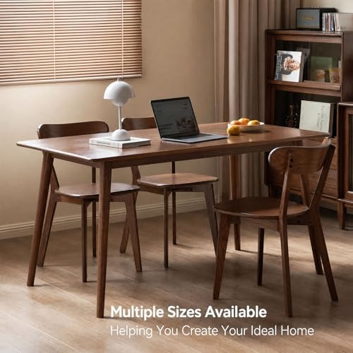 Walnut Dining Chairs Set of 2, Solid Oak Wood | Mid Century Modern, Armless & Curved Back. Heavy Duty 400 LBS, Easy Assembly. for Kitchen, Dining Room & Breakfast Nook