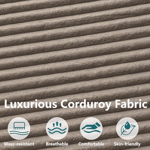 124" U-Shape Cloud Couch, Modern Modular Sectional U-Shape Sofa, Corduroy Couch Upholstered Couches Deep Seat Sleeper Chaise Longue for Living Room, No Assembly Required,Camel