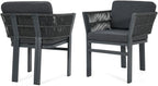 Outdoor Dining Chair Set of 2,White Aluminum Frame with Beige Cushion, 300lbs Capacity, All-Weather Patio Seating for Backyard, Deck & Garden (Grey Frame + Grey Cushion)