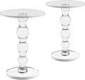 Acrylic End Table Set of 2, 16" x16" x 23" Modern Pedestal Acrylic Side Table, Clear Round Martini Table for Living Room Bedroom Small Spaces
