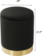 Joveco Round Velvet Storage Ottoman with Reversible Lid Tray & Gold Metal Legs, 17" Small Footrest Stool for Living Room, Bedroom & Dorm, Modern Accent Vanity Chair