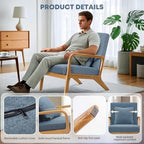 ELUCHANG Mid-Century Modern Accent Chair with Lumbar Pillow,Upholstered Armchair,Linen Fabric Comfy Reading Lounge Side Chair for Living Room Bedroom Apartment,Easy Assembly