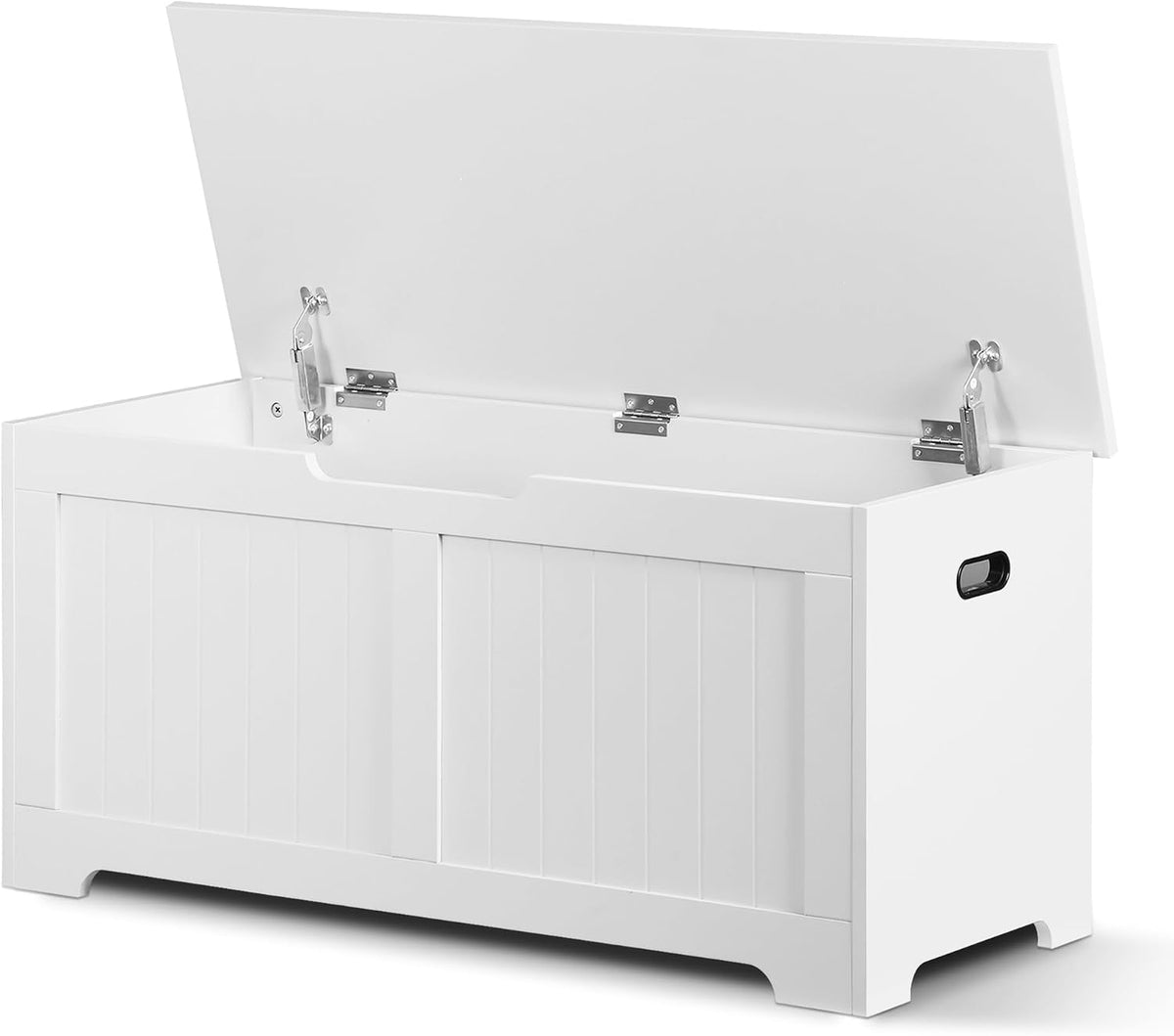 SUPER DEAL Storage Chest, 39 inches Chest Box Organizer with 2 Safety Hinges, Wooden Entryway Shoe Organizer Storage Bench, White
