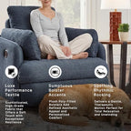 Signature Design by Ashley Modmax Swivel Glider Recliner, Hidden Storage & Washable Bolsters, Next-Gen Nuvella Performance Fabric, Modern Chair for Living Room or Office, Ink Blue