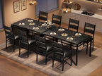 IDEALHOUSE Wood Dining Table Set for 4 with Corner Protector, Kitchen Table Chairs Set of 4 with Upholstered Chairs, Dining Room Table Set for 4, for Dining Room, Apartment,Retro Black