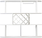 Large Wall Mounted 3 Tier Rustic Bottle Wine Rack - Multifunctional Wooden Wine Rack with Glass Holder for Home Bar & Dining Room Décor,White
