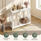 SUPER DEAL Console Table 39.5”, 2-Tier Narrow Sofa Side Table with Storage Shelf, Entrance Table for Hallway/Foyer/Living Room/Corridor/Office, White