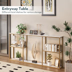 WOHOMO 63 in Entryway Table Modern Sofa Table with Shelves White Gold | 12 Inch Narrow Console Table for Living Room, 63" Hallway Table for Corridor, with 3-Tier Storage