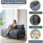 MAXYOYO Folding Sofa Bed, Convertible Chair Bed with Pillow | Foldable Couch with Back Support, Portable Fold Out Chair Comfy Floor Sofa for Living Room Bedroom, Dark Grey, Double