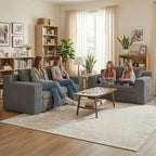 Loveseat Sofa Bed, Tri-Folding Convertible Futon Sleeper with Handle & Side Pockets, 54'' Couch with Hook and Loop No Assembly for Small Space,Living Room & Bedroom