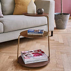Telephone Table, End Table,Black Walnut Stainless Steel Titanium-Plated Side Table,Multi-Functional Small Side Table,Sofa Side Table,Telephone Desk,3-Layer Coffee Table
