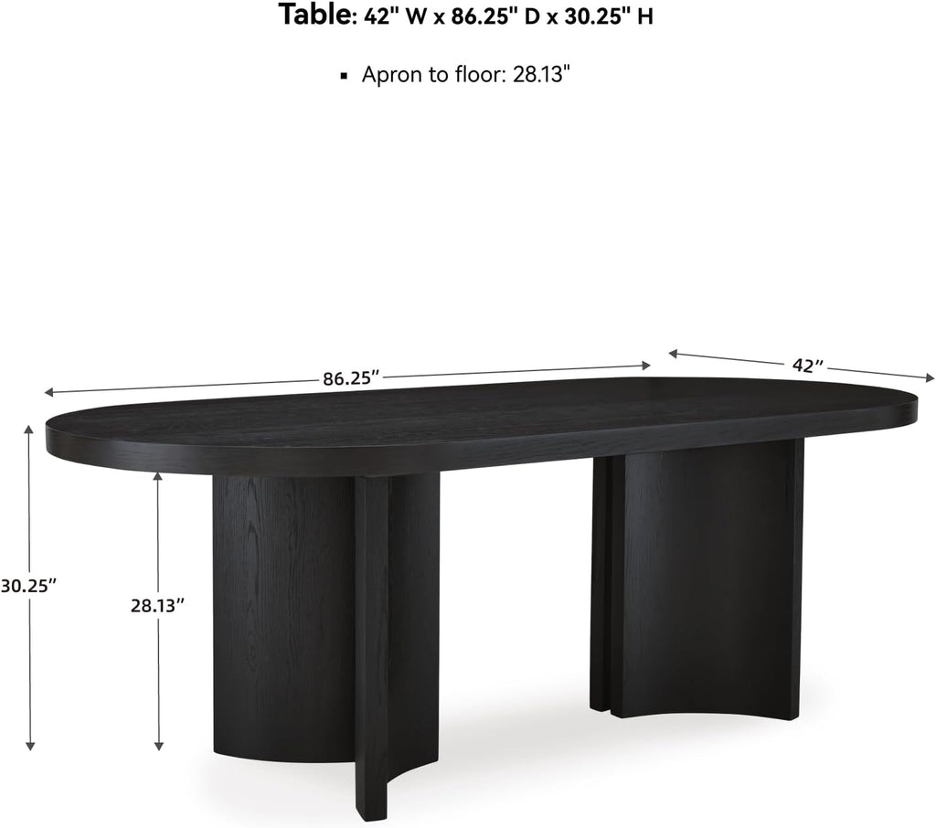 Signature Design by Ashley Rowanbeck Minimalist Dining Table for 8 People, Black