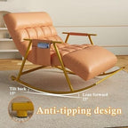 Lazy Sofa Rocking Chair Double Position Glider with Storage Pocket, Soft Cushion, Metal Frame, Living Room Lounge Accent Chair(Gray)