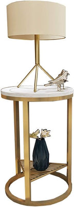 Telephone Table, Side Table Nordic Style Marble Round Telephone Table/Corner Table/Sofa Table/Coffee Table,19.6''x21.6'' (Color:Gold)
